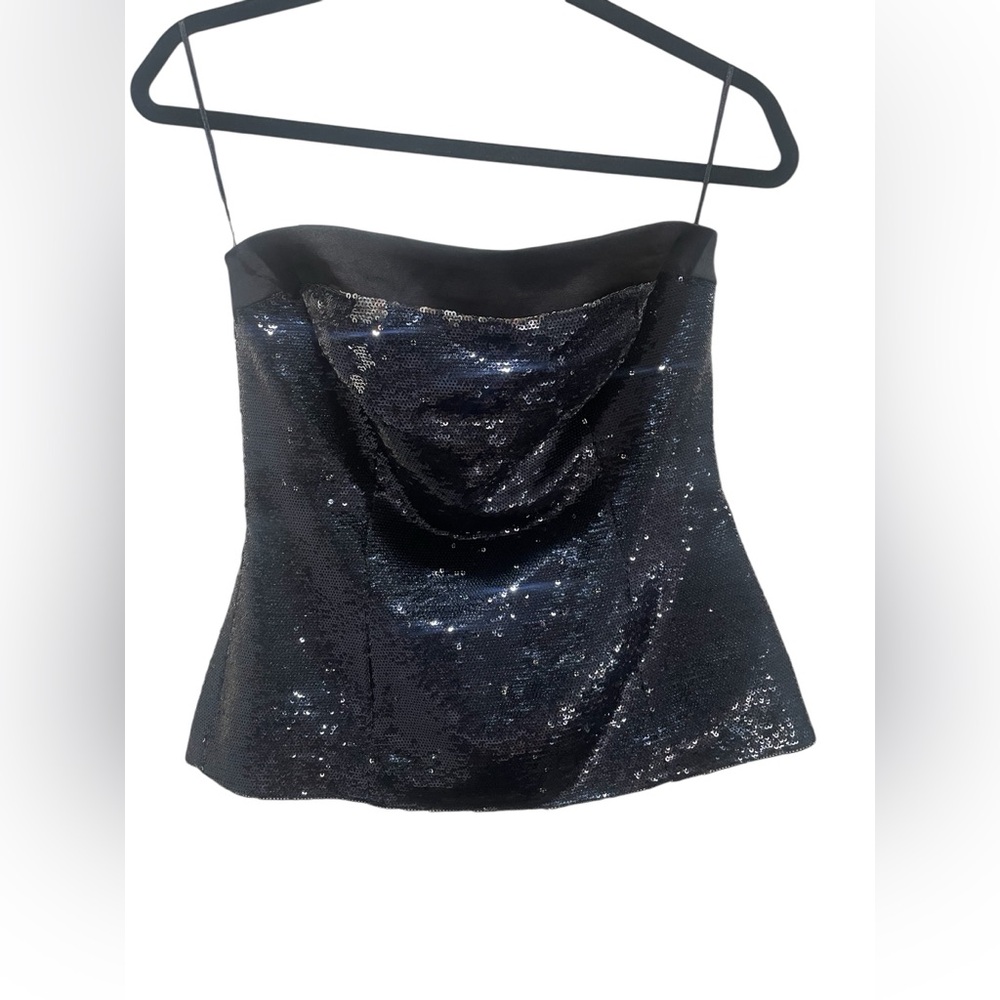 Trina Turk black and silver sequin party tube top size 6